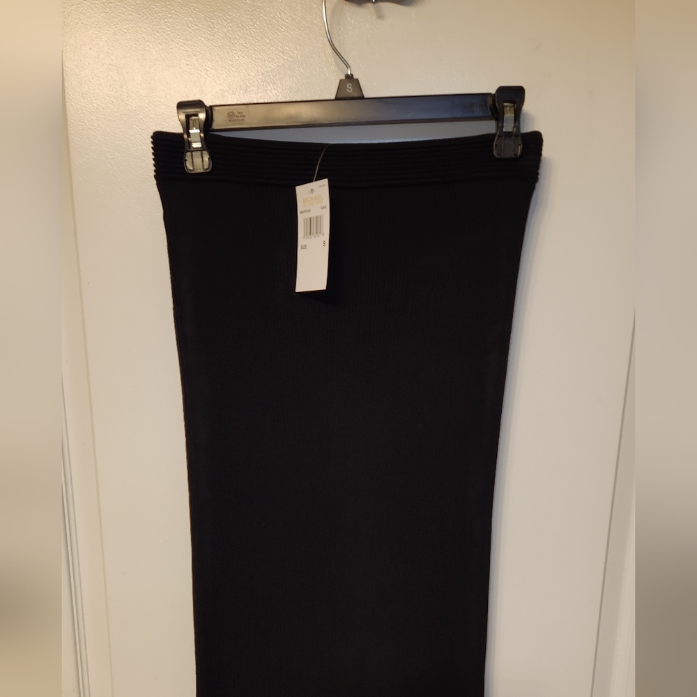 Michael Kors Ribbed Stretch Viscose Pencil Skirt Black - US Small
